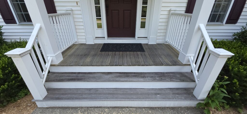 Transformed in Groton, MA: Fresh Stains & Paint Magic on Deck & Stairs! Loving this classic New England home glow-up! We breathed new life into the front stairs and back deck with premium staining and painting – that rich, deep wood tone pops against the crisp white siding, while the railings stay pristine. Weathered to wow in no time! Cramb Painting Co. out of Pepperell, MA, specializing in residential makeovers that stand up to all four seasons. From decks to doors, we've got the color and finish to match your vibe. Ready for your home's refresh? DM us or call (978) 877-1549 for a free estimate – fall's the perfect time! #CrambPaintCo #ResidentialPainting #DeckStaining #GrotonMA #PepperellPainters #HomeRefresh